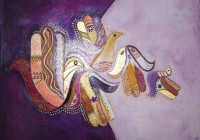 Hamsa Lilas - Acrylique Collages - 40 x 50 cm Hamsa Lilas - Acrylique Collages - 40 x 50 cm