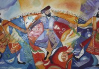 Simhat Torah - Acrylique Collages - 60 x 120 cm